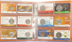 Euros - Collection coins and medals in coincards in 2 albums a.w. Geluksdubbeltje 2021 and 2018 Tulpen