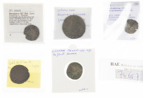 Dutch Provincial in boxes - Small box Dutch medieval coinage including Denier Bernoldus Utrecht, 1/4 Groot Gelderland, 1/8 Groot Holland - Total 5 pcs...
