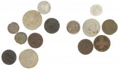 Dutch Provincial in boxes - Small box Dutch provincial coinage among which Bezemstuivers, Scheepjesschelling Zeeland, VOC-Duiten, etc. - Total 14 pcs.