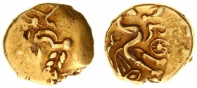Celts - Gaul - Northeast Gaul / Suessiones - AV Stater (early 1st century BC, 6.00 g) - Devolved and celticized head right / Celticized horseman right...