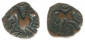 Celts - Gaul - Belgium Gaul / Nervii - AE18 (after 52 BC, 5.26 g) - Lion to right, VERCIO below / Horse prancing right, 4-spoke wheel above and VERCIO...