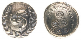 Celts - Germania - Celtic / Rhine valley - AV Stater (c. 100-50 BC, 6.28 g) - 'Regenbogenschüsselchen' - Triskeles, within a wreath-like torc, ending ...