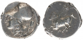 Greece - Akarnania - Argos Amphilochikon - AR Stater (c. 330-280 BC, 8,30 g) - Pegasos flying left, A below / Helmeted head of Athena left wearing Cor...