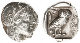 Greece - Attica - Athens - AR Tetradrachm (ca. 454-404 BC, 16.84 g) - Helmeted head of Athena right with frontal eye / Owl standing to right, head fac...