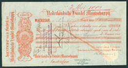 Netherlands Oversea - Nederlands-Indië - Bill of exchange ('wisselbrief') for ƒ 840,00 issued in Macassar, November 23, 1882 by the Factory Agent of t...