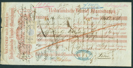 Netherlands Oversea - Nederlands-Indië - Bill of exchange ('wisselbrief') for ƒ 505,00 issued in Padang, May 16, 1870 by the Factory Agent of the Nede...