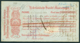 Netherlands Oversea - Nederlands-Indië - Bill of exchange ('wisselbrief') for ƒ 3.952,47 issued in Padang, December 13, 1873 by the Factory Agent of t...
