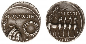 Augustus (27 BC - 14 AD) - AR Denarius (Spanish mint, Colonia Patricia?, 18 BC, 3.73 g) - SPQR PARENT (above) CONS SVO (below), toga picta over tunica...