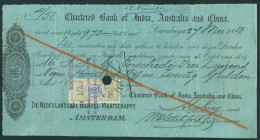 Netherlands Oversea - Nederlands-Indië - Bill of exchange ('wisselbrief') for ƒ 4975,00 issued in Sourabaya, May 27, 1888 by the Chartered Bank of Ind...
