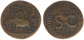 Augustus (27 BC - 14 AD) - AE Sestertius under Tiberius (Rome AD 36-37, 19.08 g) – DIVO AVGVSTO S P Q R, team of four elephants drawing ornamented car...