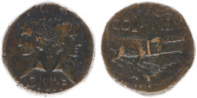 Augustus (27 BC - 14 AD) - AE Dupondius Augustus and Agrippa (Nemausus (Nimes) after 29-28 BC, 13.91 g) – IMP DIVI F, laureate busts back to back of A...