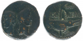 Augustus (27 BC - 14 AD) - AE Dupondius Augustus and Agrippa (Nemausus (Nimes) after 10 BC, 12.05 g) – IMP DIVI F, laureate busts back to back of Augu...