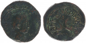 Augustus (27 BC - 14 AD) - AE As (Rome 15 BC, 11.80 g) – CAESAR AVGVSTVS TRIBVNIC POTEST, bare head right / L SVRDINVS III VIR A A A F F around large ...