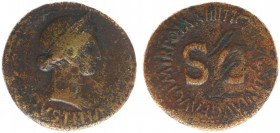 Livia (57 BC- 29 AD) - AE Dupondius (Rome AD 22-23, 13.39 g) – IVSTITIA, diademed and draped bust right / TI CAESAR DIVI AVG F AVG P M TR POT XXIIII a...