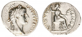 Tiberius (14-37) - AR Denarius (Lugdunum c. AD 18-35, 3.73 g) - 'Tribute penny' - TI CAESAR DIVI AVG F AVGVSTVS Laureate head of Tiberius to right / P...