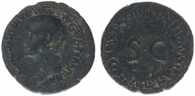 Tiberius (14-37) - AE As (Rome AD 22-23, 10.99 g) – TI CAESAR DIVI AVG F AVGVST IMP VIII, bust left / PONTIF MAXIM TRIBVN POTEST XXIIII around large S...