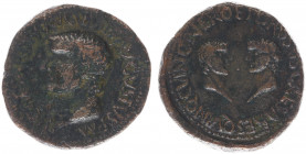 Tiberius (14-37) - AE As (Carthago Nova, Spain AD 23-29, 15.73 g) - TI CAESAR DIVI AVGVSTI F AVGVSTVS P M, bust left / C V I N C NERO ET DRVSVS CAESAR...