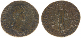 Antonia - AE Dupondius under Claudius ( Rome AD 41-42, 10.59 g) – ANTONIA AVGVSTA, draped bust right / TI CLAVDIVS CAESAR AVG P M TR P IMP, standing C...