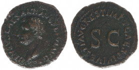 Drusus Minor (14 BC - 23 AD) - AE As Restoration coinage (Rome AD 80, 10.23 g) - DRVSVS CAESAR TI AVG F DIVI AVG N, bare bust left / IMP T CAES DIVI V...