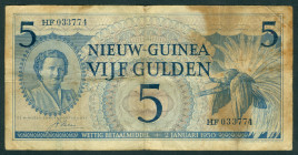 Netherlands Oversea - Nederlands Nieuw Guinea - 5 Gulden 2.1.1950 Juliana (P. 6a / PLNG1.3) - serie HF 033774 - stains - Fine