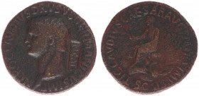 Claudius (41-54) - AE Sestertius, issue in honour of father Nero Claudius Drusus Ϯ 9 BC (Rome AD 42, 26.03 g) – NERO CLAVDIVS DRVSVS GERMANICVS IMP, b...