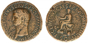 Claudius (41-54) - AE Sestertius (Rome 42 AD, 28.53 g) - NERO CLAVDIVS DRVSVS GERMANICVS IMP Bare head left / TI CLAVDIVS CAESAR AVG PM TR P IMP PP Cl...