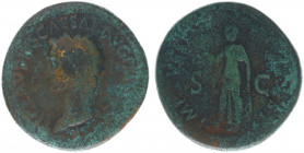 Claudius (41-54) - AE Sestertius restoration coin under Titus (Rome AD 80, 23.64 g) – TI CLAVDIVS CAESAR AVG P M TR P IMP P P, laureate bust left / IM...