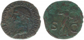 Claudius (41-54) - AE As (Rome AD 42, 11.28 g) – TI CLAVDIVS CAESAR AVG P M TR P IMP P P, laureate bust left / Minerva advancing right, brandishing sp...