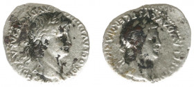 Nero (54-68) - Cappadocia / Caesarea-Eusebia - With Divus Claudius - AR Didrachm (AD 63-65, 6.65 g) - Laureate head of Nero right / Laureate head of D...