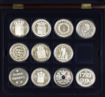 Collection 'De geschiedenis van de Nederlandse Gulden' with many silver and gilt silver medals in 5 cassettes with documentation, in box