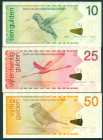 Netherlands Oversea - Nederlandse Antillen - 10 Gulden 2011 Kolibri (P. 28e) + 25 Gulden 2011 Flamingo (P. 29f) + 50 Gulden 2011 Andes mus (P. 30e) - ...