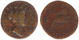 Julia Titi - AE Dupondius (Rome AD 79-80, 10.77 g) - IVLIA IMP T AVG F AVGVSTA, draped bust right, hair in piled in bun behind / VESTA below, Vesta se...
