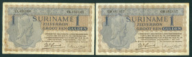 Netherlands Oversea - Suriname - 1 Gulden 1.6.1956 Mercury (P. 108b) - Total 2 pcs. in F-F/VF