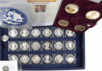 Collection sterling silver tokens 'Ons Koningshuis van Willem van Oranje to Willem Alexander' - 36 pieces in luxury box with certificate