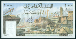 Algeria - 100 Dinars 1.1.1964 Front: Ships at harbor, Back: Modern city buildings (P. 125) - a.UNC