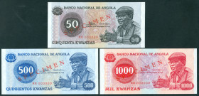 Angola - 50, 500 + 1000 Kwanzas 11.11.1976 SPECIMEN (P. 110, 112-113) - Total 3 pcs. in UNC