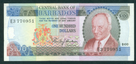Barbados - 100 Dollars ND (1986) Grantley Adams (P. 35B) - sign. C. Blackman - # E3 770951 - VF+