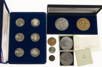 Box medals, many silver, incl. cassette 'Vorsten van Nederland' and Kon. Luchtmacht 1913-1963
