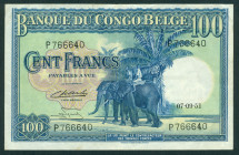 Belgian Congo - 100 Francs 07.09.1951 Elephant (P. 17d) - VF