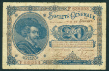 Belgium - German Occupation WWI - Société Générale - 20 Francs 7.11.1916 Rubens (P. 89) - several tears in margins - Fine