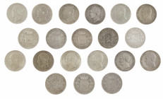 Belgium - Lot of 20 x 5 francs Belgium Leopold 1 a.w. 5 x 1849, 3 x 1850, 7 x 1851, 1 x 1852, 4 x 1865, diff. qualities