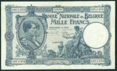 Belgium - 1000 Francs 13.04.1927 Albert & Elisabeth (P. 96) - VF+