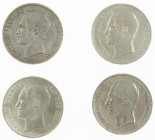 Belgium - Small lot Belgium with 5 Francs 1850, 1851, 1853 & 1858 - 4 pieces total