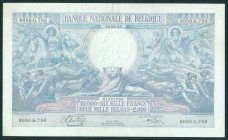 Belgium - 10.000 Francs = 2000 Belgas 10.8.1942 Ceres, lion + Neptune (P. 105) - sign. Sontag-Goffin - VF+