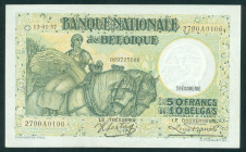 Belgium - 50 Francs = 10 Belgas 13.1.1937 Trésorerie - Woman with sheaf + horses (P. 106) - UNC
