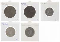 Belgium - Lot of 5 better Belgian Coins a.w. 10 cents 1832, 10 cents 1833, 1 franc 1835, 2 francs 1868 fr. and 2 francs 1930/20