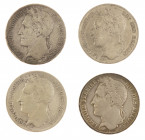 Belgium - Lot of 4 x 5 francs Belgium Leopold 1 a.w. 1833, 1848 and 2 x 1849 diff. qualities