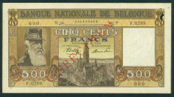 Belgium - 500 Francs 20.12.1944 Portrait King Leopold II SPECIMEN (P. 127as) - #000 F.0289 000000000 - SPECIMEN printed in red diagonally on face and ...