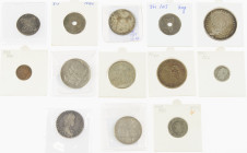 Belgium - Lot various coins Belgium, some silver incl. 50 and 250 Francs, also Congo with 5 Francs 1936, England Shilling 1750 and France ½ Ecu 1649-B...