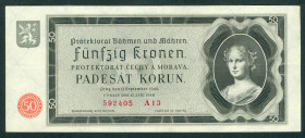 Bohemia and Moravia - 50 Korun 12.9.1940 woman at right (P. 5a) - a.XF